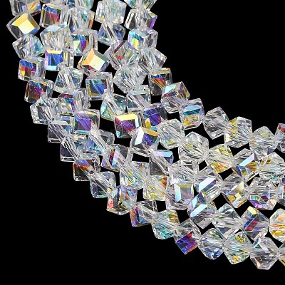 Electroplate Transparent Glass Beads Strands X-GL-CBA7A17-01A-15-1