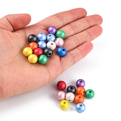 100Pcs 10 Colors Painted Natural Wood Beads WOOD-YW0001-08-1