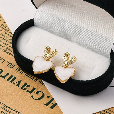Rack Plating Heart Brass Stud Earrings for Women EJEW-C125-26G-1