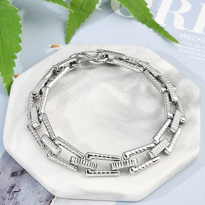 304 Stainless Steel Trapezoid Link Chain Bracelets for Women Men BJEW-F488-46P-1