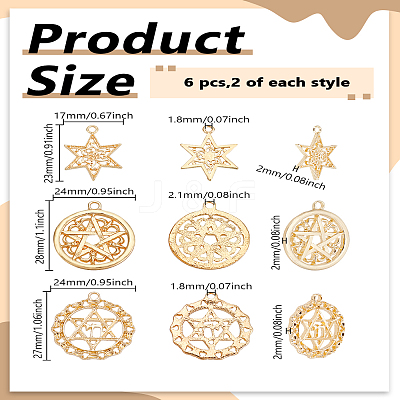 6Pcs 3 Styles Zinc Alloy Pendants FIND-LP0005-61-1
