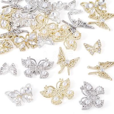 24Pcs 8 Styles Alloy Rhinestone Cabochons MRMJ-TA0001-49-1