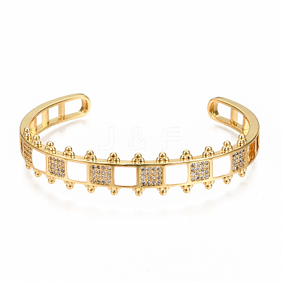 Brass Micro Pave Clear Cubic Zirconia Cuff Bangles BJEW-N302-006H-NF-1