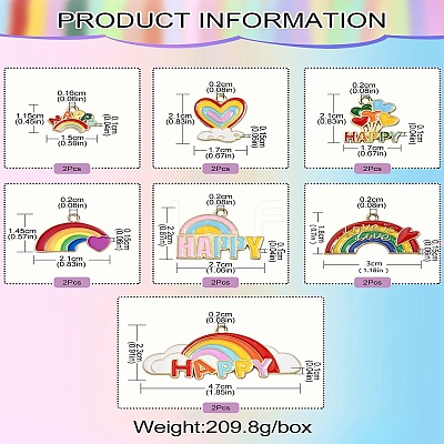 14Pcs 7 Styles Zinc Alloy Enamel Pendants ENAM-CJ0002-70-1