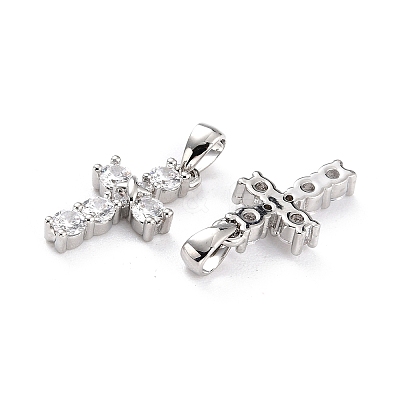 Brass Micro Pave Cubic Zirconia Pendants ZIRC-P089-21P-1