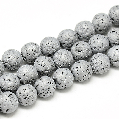Electroplate Natural Lava Rock Beads Strands G-T058-03I-1