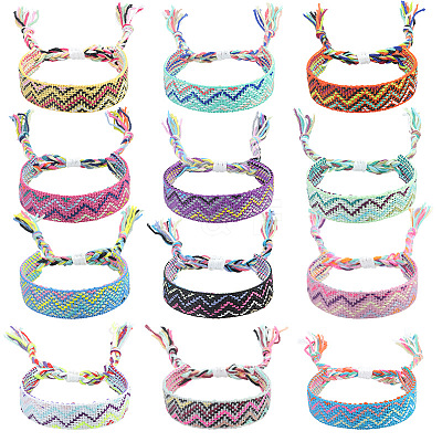 Cotton Braided Wave Pattern Cord Bracelet FIND-PW0013-002-1