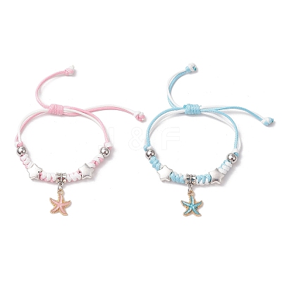 2Pcs 2 Styles Adjustable Korean Waxed Polyester Cord Bracelets BJEW-JB11607-1