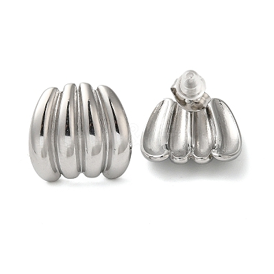 Non-Tarnish 304 Stainless Steel Embossing Stud Earrings LS-EJEW-U001-06P-04-1