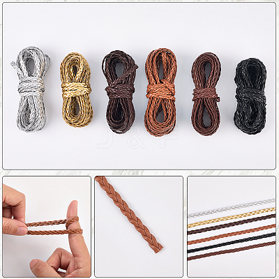 5M 3-Ply PU Leather Braided Cord LC-GF0001-12A-1