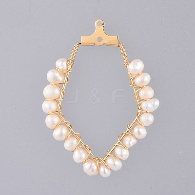 Natural Cultured Freshwater Pearl Pendants PALLOY-JF00414-03-1