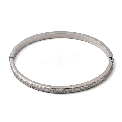 Frosted 304 Stainless Steel Hinged Bangles BJEW-H644-09P-1