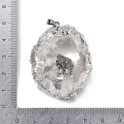 Natural Pyrite & Druzy Agate Hollow Geode Pendants G-G162-03P-01-1