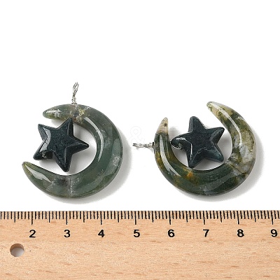Natural Moss Agate Pendants G-Z086-01P-23-1