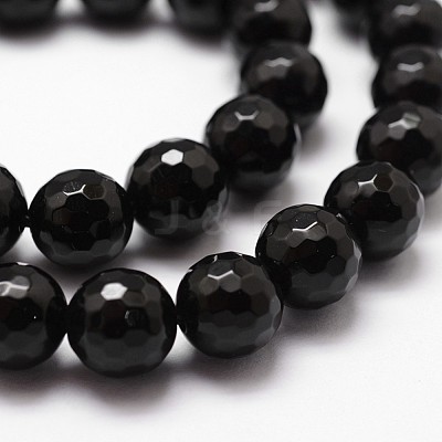 Natural Dyed & Heated Black Onyx Beads Strands X-G-D840-22-8mm-1