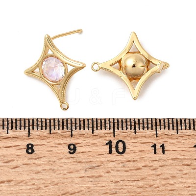 Star Brass Glass Stud Earring Findings KK-P340-10G-02-1