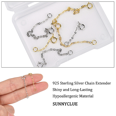 6Pcs 6 Style 925 Sterling Silver Chain Extender FIND-SC0001-62-1