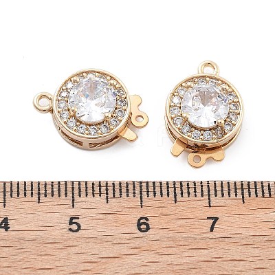 Flat Round Brass Micro Pave Cubic Zirconia Box Clasps KK-B125-15B-01G-1