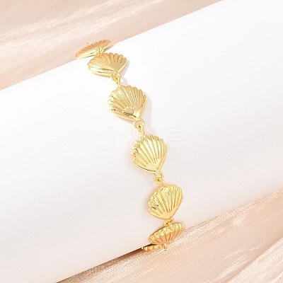Shell Shape Brass Link Chain Bracelets for Women BJEW-K248-07C-G-1