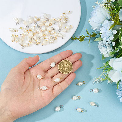 52Pcs 2 Colors Grade B Natural Cultured Freshwater Pearl Rice Charms PEAR-ME0001-04-1