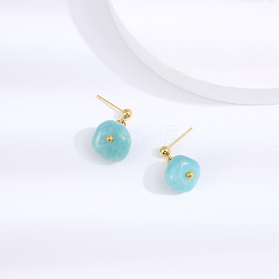 Natural Howlite 304 Stainless Steel Dangle Stud Earrings LS-EJEW-H017-02G-01-1