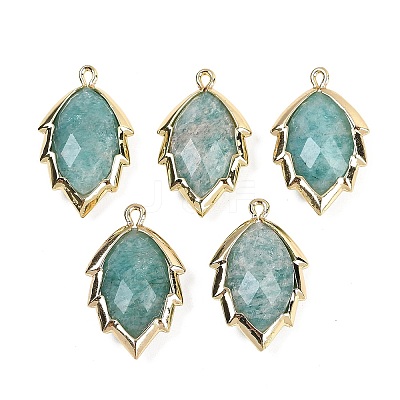 Natural Amazonite Faceted Leaf Pendants G-I375-04G-02-1
