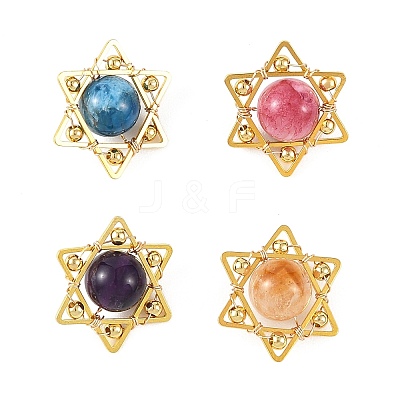 4Pcs 4 Styles Natural Amethyst & Heated Citrine & Apatite & Deyd Green Jade Pendants PALLOY-TA00428-1