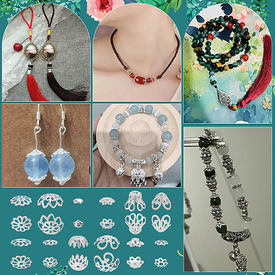 12 Styles Alloy & Iron & Brass Bead Caps FIND-PH0027-10-1