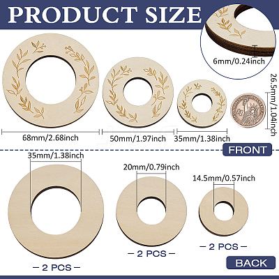 6Pcs 3 Sizes Wood Display Base for Small Ball ODIS-FG0001-98-1
