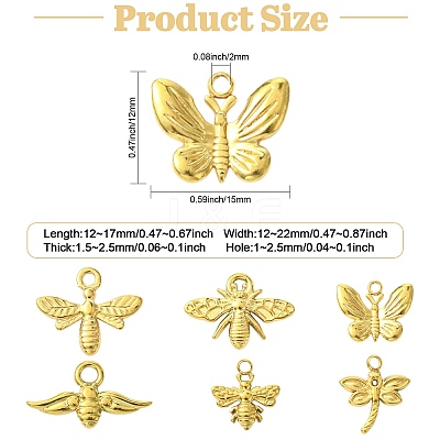 12Pcs 6 Styles 304 Stainless Steel Pendants STAS-CJ0003-20-1