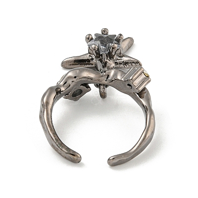 Star Zinc Alloy Open Cuff Ring RJEW-Z048-01B-01-1