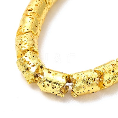 Electroplated Natural Lava Rock Beads Strands G-G984-03G-1