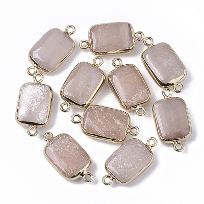 Edge Golden Plated Natural Pink Aventurine Links connectors G-S359-034I-1
