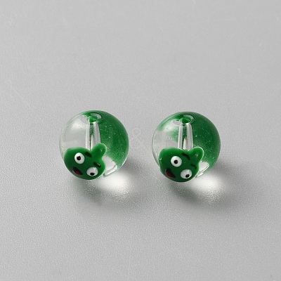 Round Handmade Lampwork Beads LAMP-WH0003-015B-1