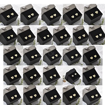 Rack Plating Brass Micro Pave Clear Cubic Zirconia Stud Earrings EJEW-K299-01G-1