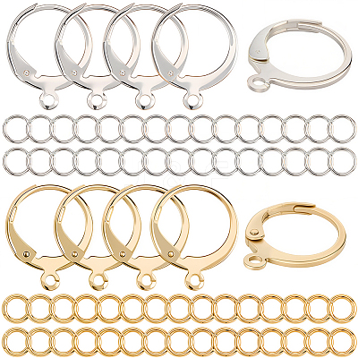 80Pcs 2 Colors 304 Stainless Steel Leverback Earring Findings STAS-SC0010-55-1