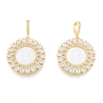 Brass Micro Pave Clear Cubic Zirconia Pendants KK-N227-131-1