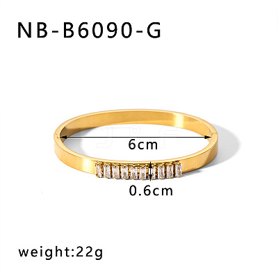 304 Stainless Steel Pave Cubic Zirconia Bangles FS-WG09E60-37-1