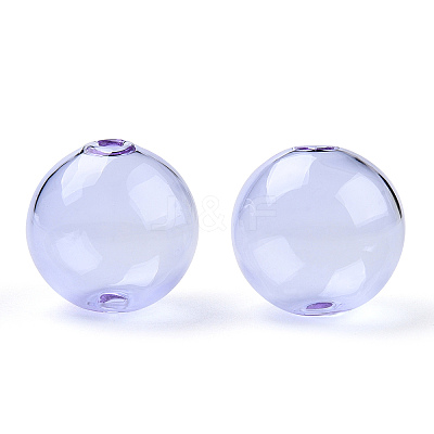Transparent Blow High Borosilicate Glass Globe Beads GLAA-T003-09B-1