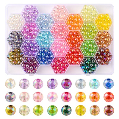 576Pcs 24 Colors Transparent Acrylic Beads MACR-YW0001-95-1