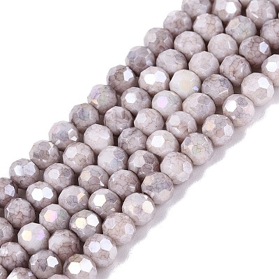 Anti-Tarnish Electroplate Glass Beads Strands EGLA-ZX010-4mm-01-1