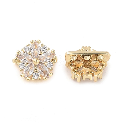 Brass Pave Cubic Zirconia Spacer Bars KK-B090-03A-01G-1