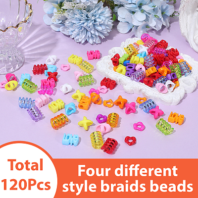120Pcs 4 Styles Opaque Acrylic European Beads SACR-PA0001-37-1