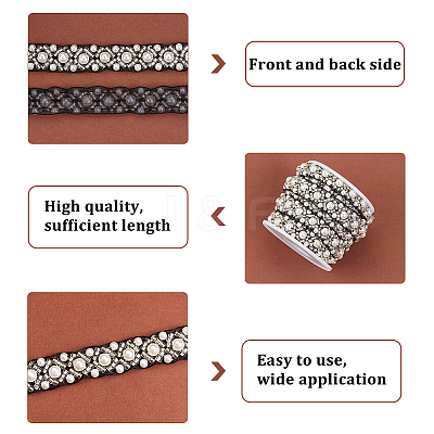 Imitation Polyester with ABS Plastic Beaded Trimming OCOR-CA0001-25-1
