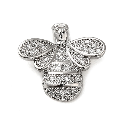 Brass Micro Pave Clear Cubic Zirconia Pendants KK-U005-04A-P-1