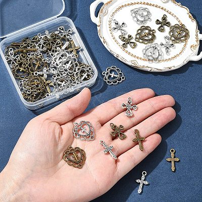 60Pcs 6 Styles Tibetan Style Alloy Pendants TIBEP-FS0001-24-1