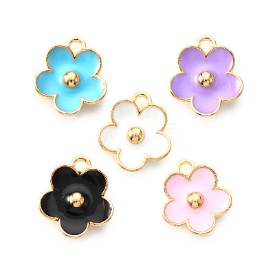 Light Gold Plated Alloy Enamel Pendants ENAM-R136-16-1