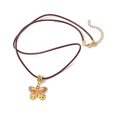 Alloy Enamel Butterfly Pendant Necklaces NJEW-JN04580-01-1