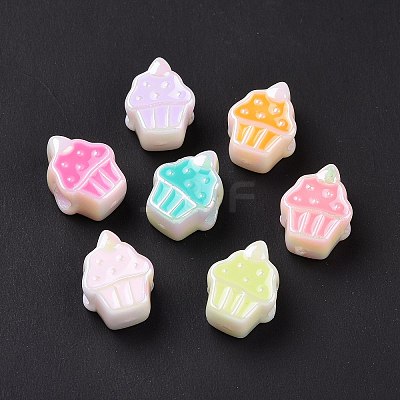 UV Plating Rainbow Iridescent Acrylic European Beads SACR-E009-43-1