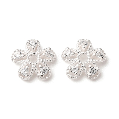 925 Sterling Silver Clear Cubic Zirconia Bead Caps STER-A047-07C-S-1